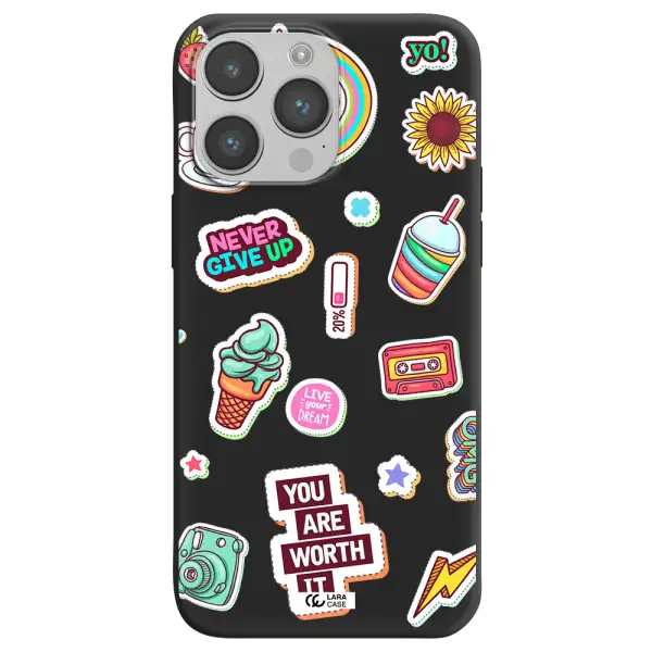 Summer Stickers Apple iPhone 14 pro Silicone black Case