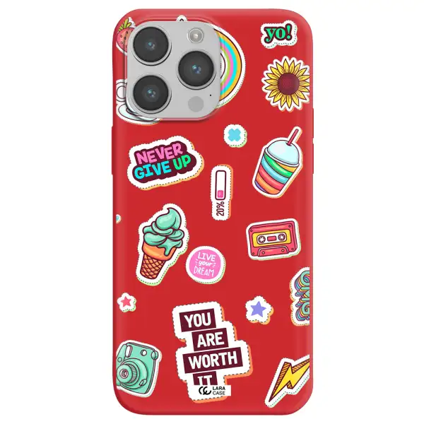 Summer Stickers Apple iPhone 14 pro Silicone Imperial Red Case