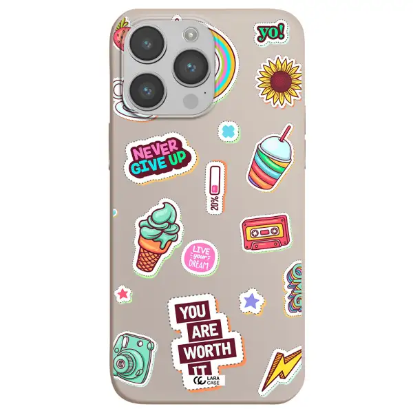Summer Stickers Apple iPhone 14 pro Silicone Stone Case