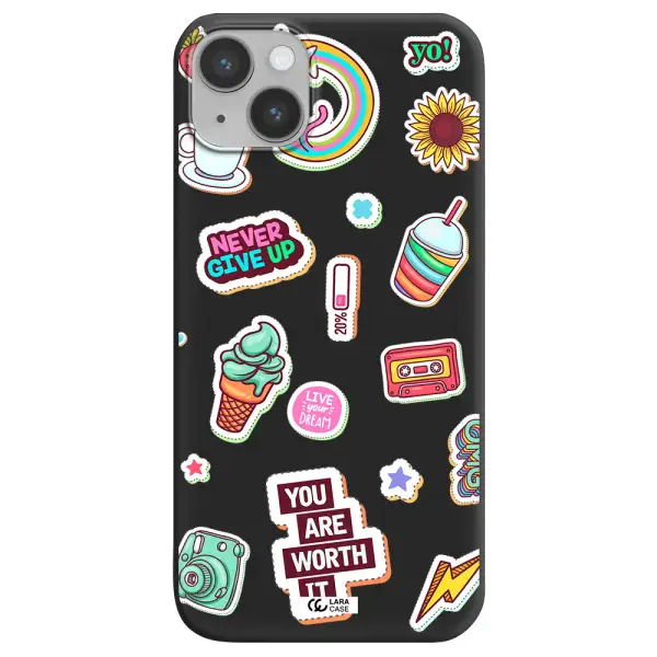 Summer Stickers Apple iPhone 14 Silicone black Case