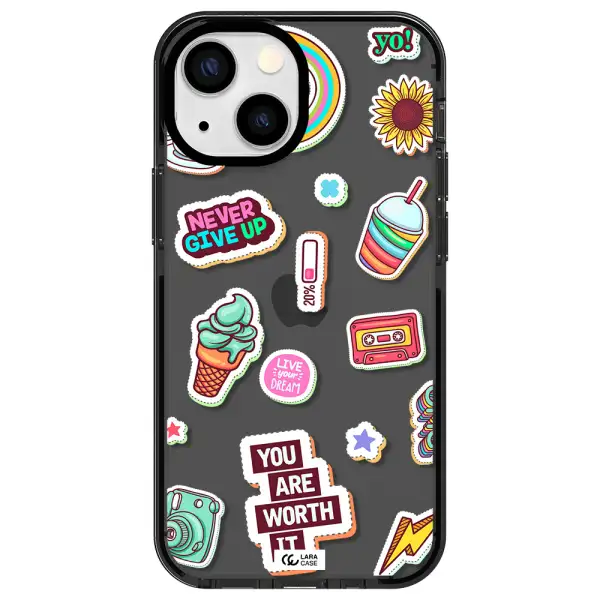 Summer Stickers Apple iPhone 15 Plus impact Smoke Black Case