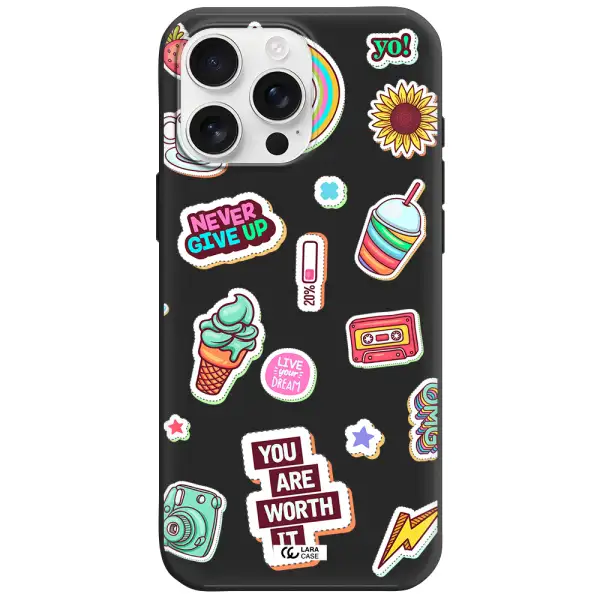 Summer Stickers Apple Iphone 16 Pro Max Silicone Black Case