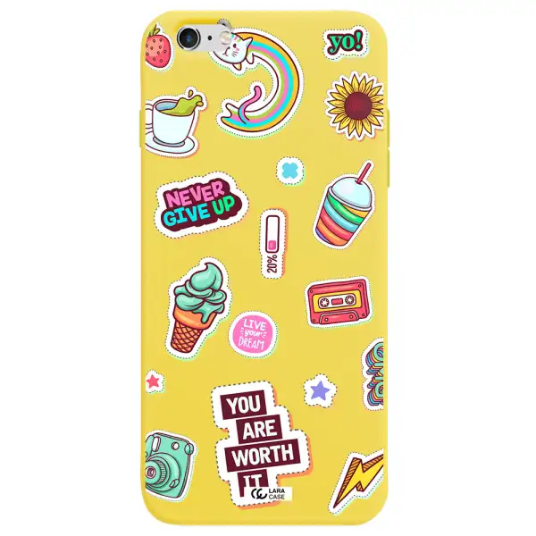 Summer Stickers Apple iPhone 6 plus Silicone canary yellow Case
