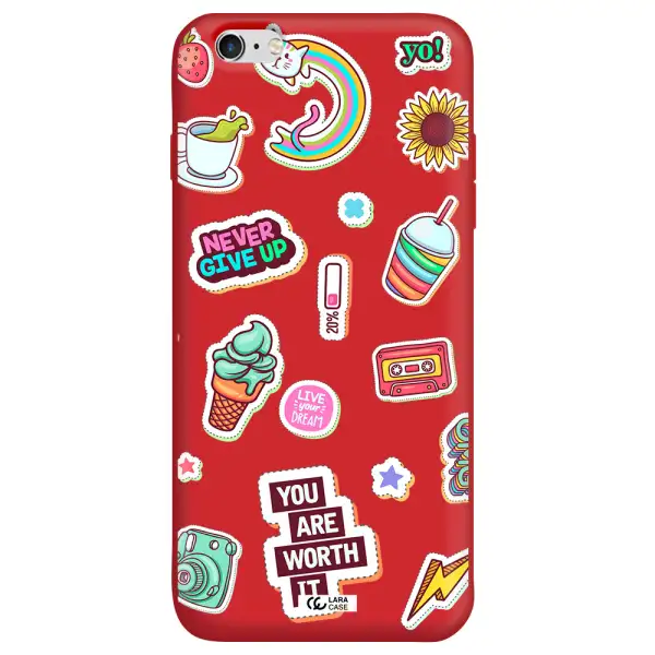 Summer Stickers Apple iPhone 6 plus Silicone Imperial Red Case