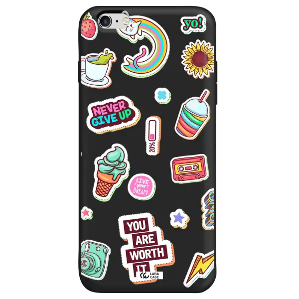 Summer Stickers Apple iPhone 6 s plus Silicone black Case