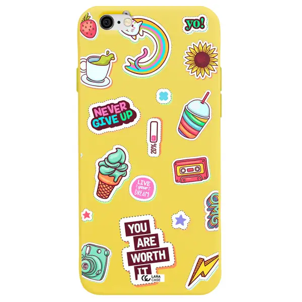 Summer Stickers Apple iPhone 6 Silicone canary yellow Case