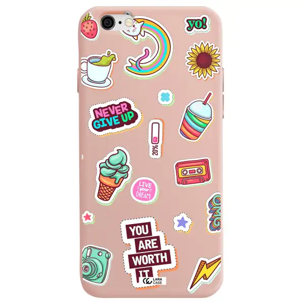 Summer Stickers Apple iPhone 6 Silicone pastel pink Case