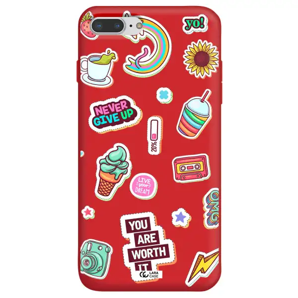Summer Stickers Apple iPhone 7 plus Silicone Imperial Red Case