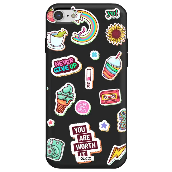 Summer Stickers Apple iPhone 7 Silicone black Case