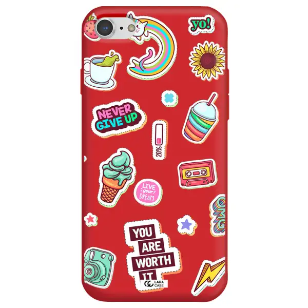 Summer Stickers Apple iPhone 7 Silicone Imperial Red Case