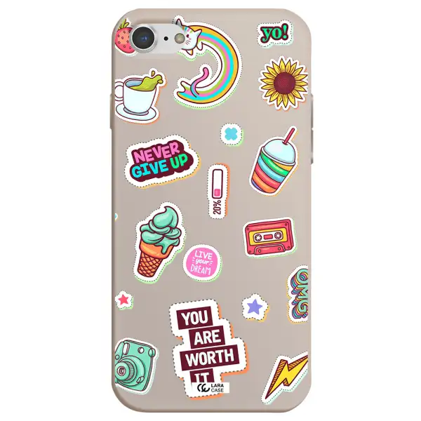 Summer Stickers Apple iPhone 7 Silicone Stone Case