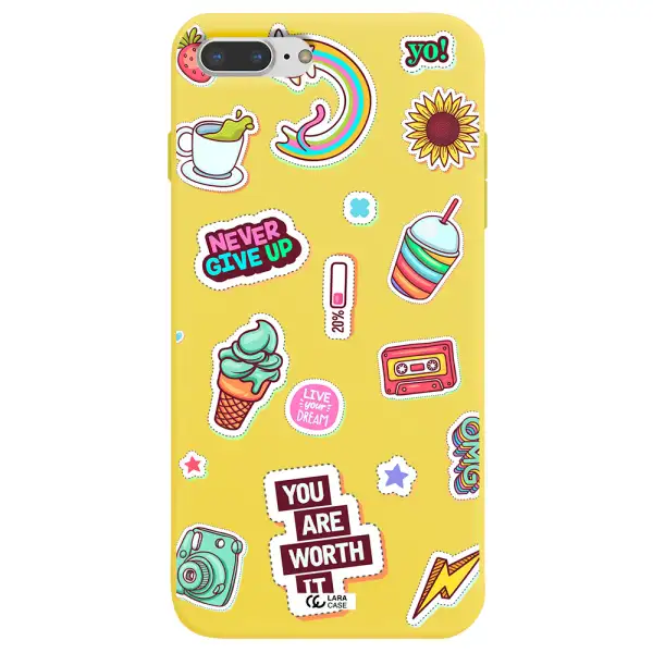 Summer Stickers Apple iPhone 8 plus Silicone canary yellow Case