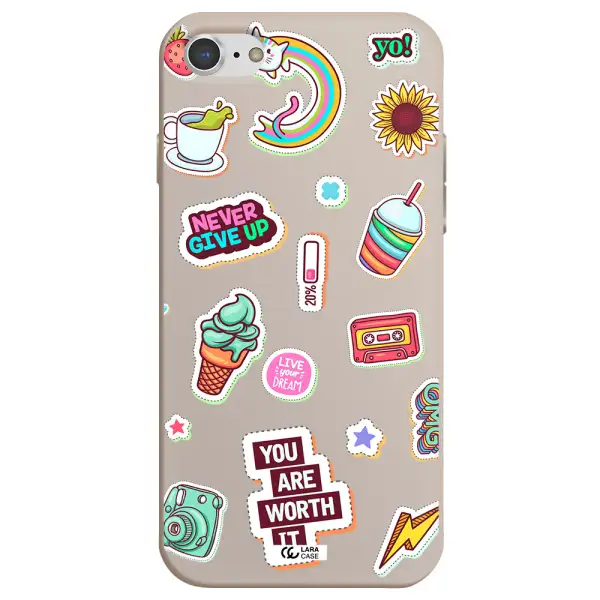 Summer Stickers Apple iPhone 8 Silicone Stone Case