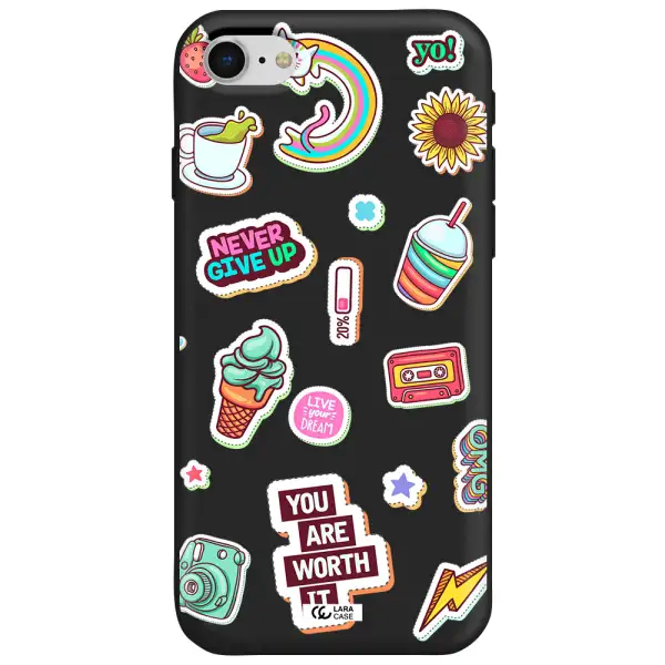 Summer Stickers Apple iPhone se 2020 Silicone black Case