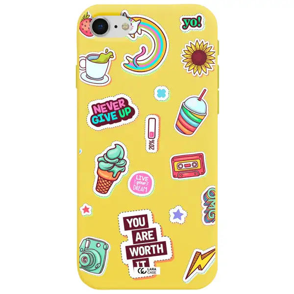 Summer Stickers Apple iPhone se 2020 Silicone canary yellow Case