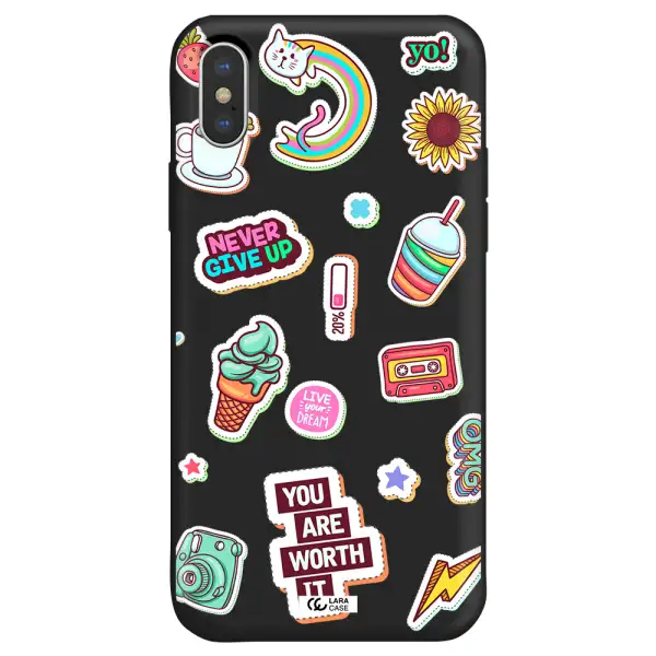 Summer Stickers Apple iPhone X Silicone black Case