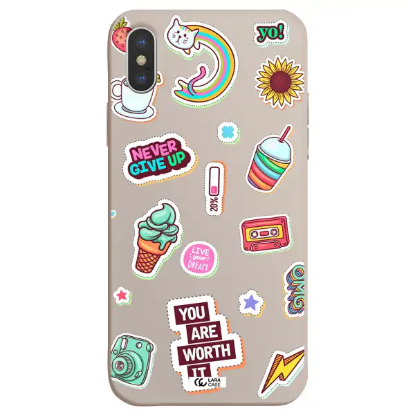 Summer Stickers Apple iPhone XS max Silicone Stone Case