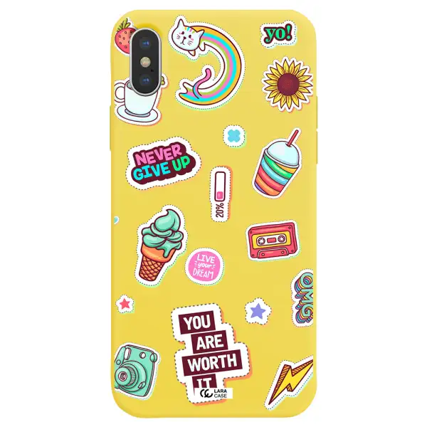 Summer Stickers Apple iPhone XS Silicone canary yellow Case