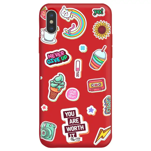 Summer Stickers Apple iPhone XS Silicone Imperial Red Case
