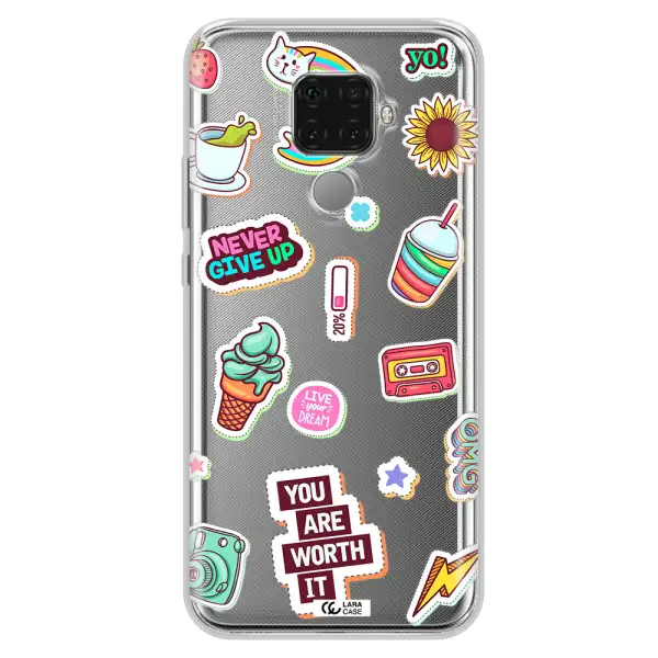 Summer Stickers Huawei Mate 30 Lite Clear TPU Case