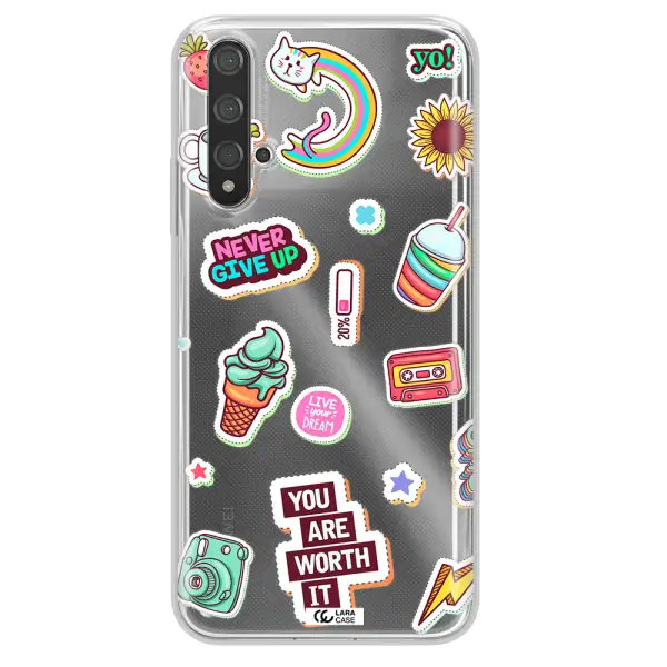 Summer Stickers Huawei Nova 5t Clear TPU Case