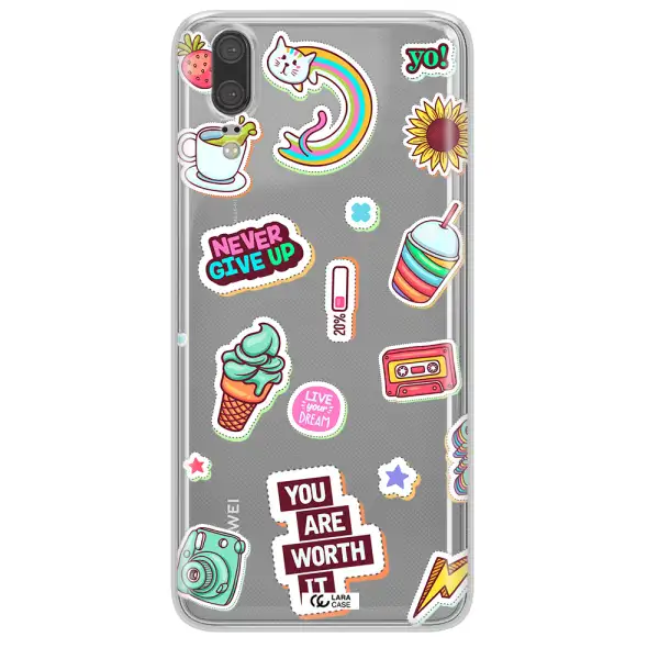 Summer Stickers Huawei P20 Clear TPU Case