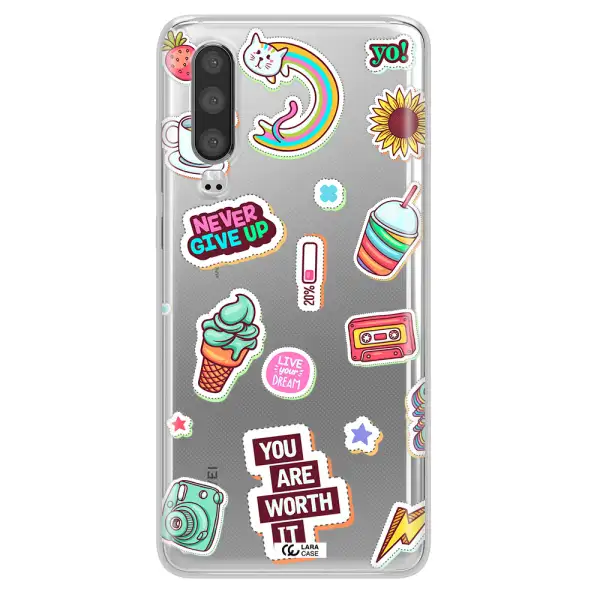 Summer Stickers Huawei P30 Clear TPU Case