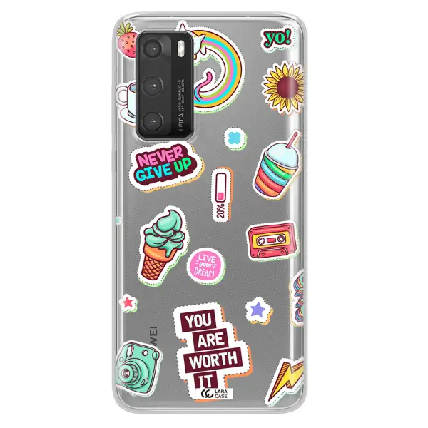 Summer Stickers Huawei P40 Clear TPU Case