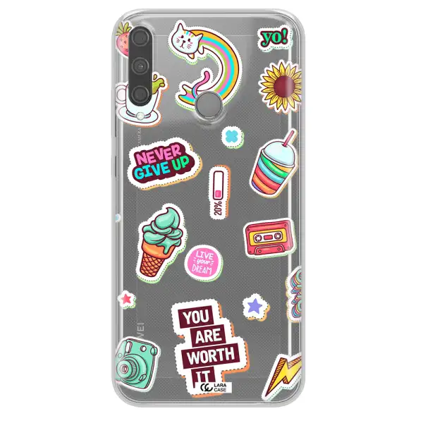 Summer Stickers Huawei P40 Lite E Clear TPU Case