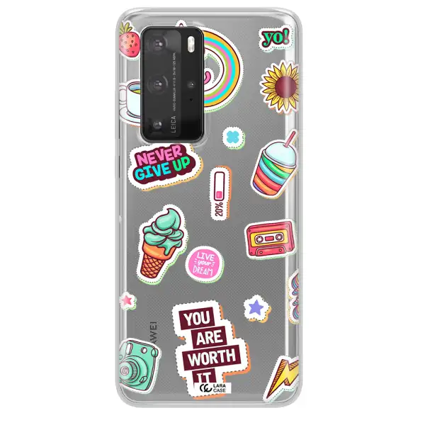 Summer Stickers Huawei P40 Pro Clear TPU Case