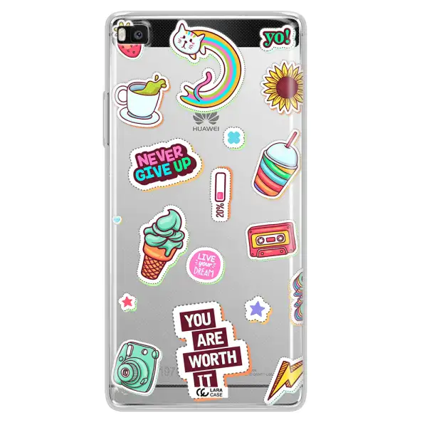 Summer Stickers Huawei P8 Clear TPU Case
