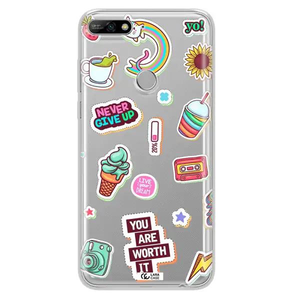 Summer Stickers Huawei Y7 2018 Clear TPU Case