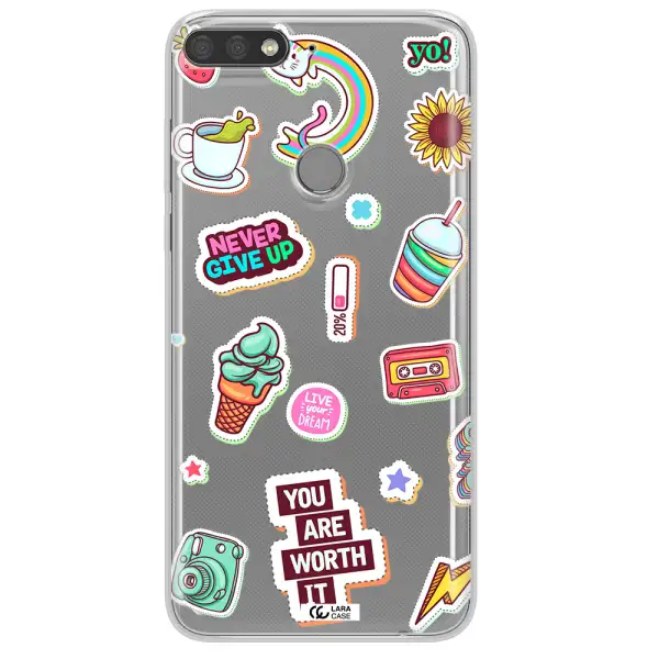 Summer Stickers Huawei Y7 Prime 2018 Clear TPU Case