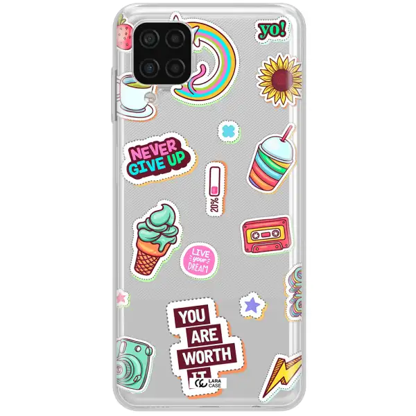 Summer Stickers Samsung A12 4g Clear TPU Case