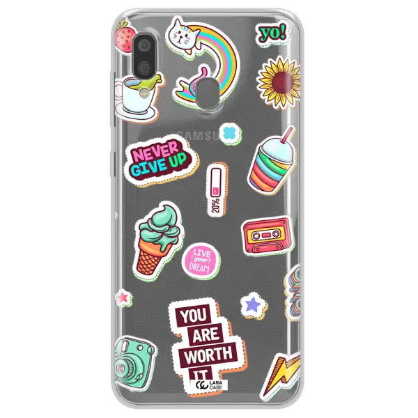 Summer Stickers Samsung A20 Clear TPU Case