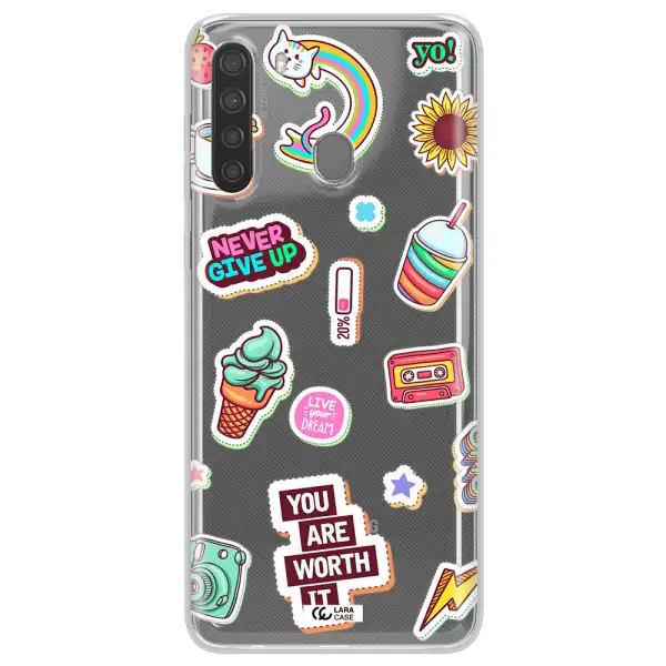 Summer Stickers Samsung A21 Clear TPU Case
