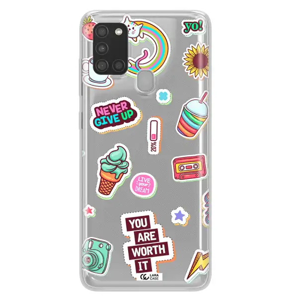 Summer Stickers Samsung A21S Clear TPU Case