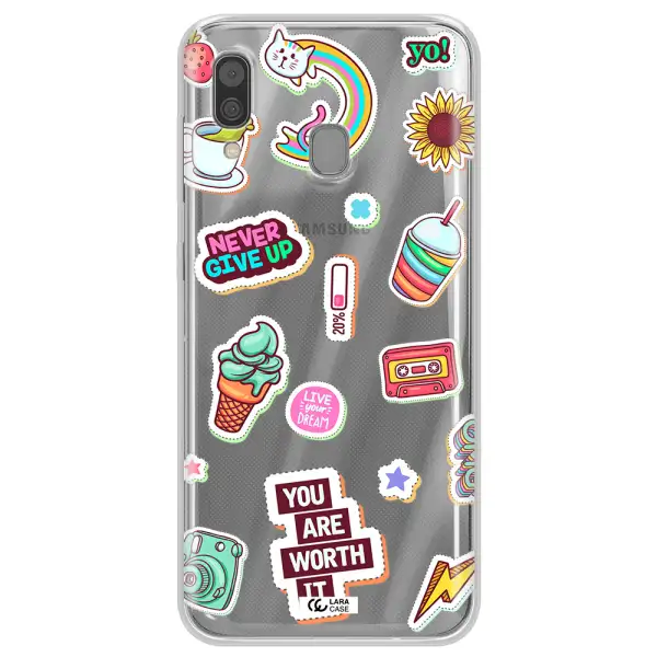 Summer Stickers Samsung A30 Clear TPU Case
