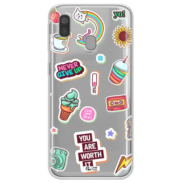 Summer Stickers Samsung A40 Clear TPU Case