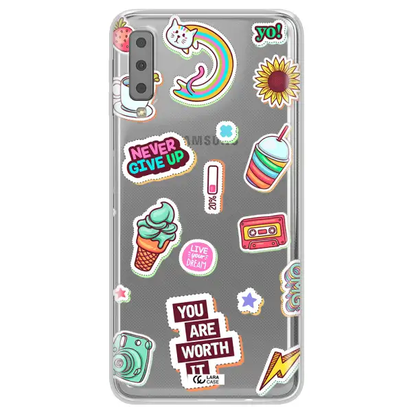 Summer Stickers Samsung A7 2018 Clear TPU Case