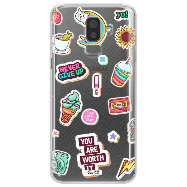 Summer Stickers Samsung J8 Clear TPU Case
