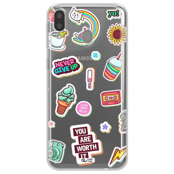 Summer Stickers Samsung M20 Clear TPU Case