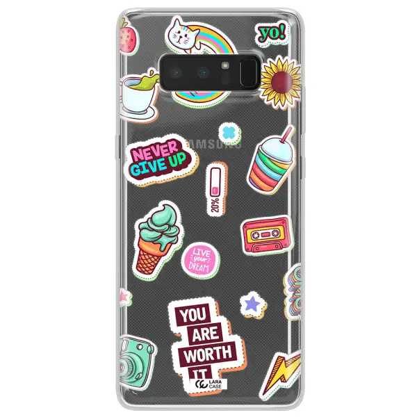 Summer Stickers Samsung Note 8 Clear TPU Case