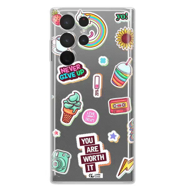 Summer Stickers Samsung S 22 Ultra Clear TPU Case