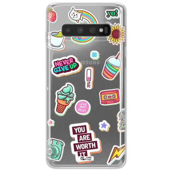 Summer Stickers Samsung S10 Clear TPU Case