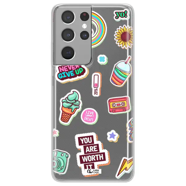 Summer Stickers Samsung S21 Ultra Clear TPU Case