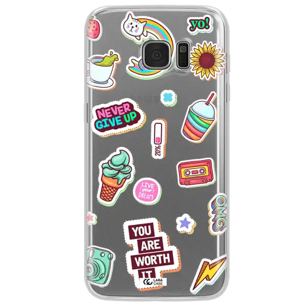 Summer Stickers Samsung S7 Edge Clear TPU Case