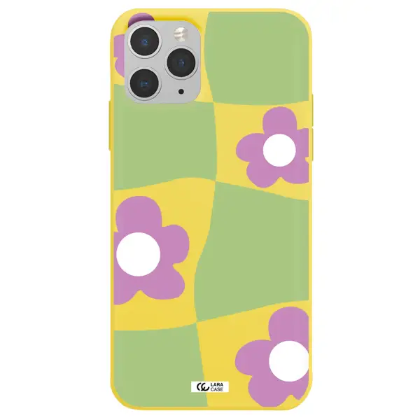 Five Petal Purple Flower Apple iPhone 11 pro max Silicone canary yellow Case