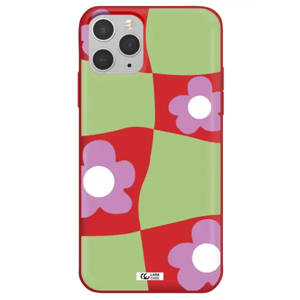 Five Petal Purple Flower Apple iPhone 11 pro max Silicone Imperial Red Case