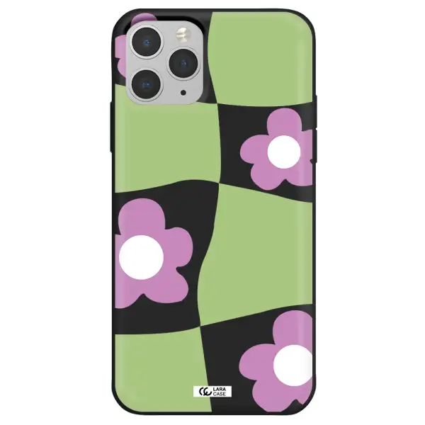 Five Petal Purple Flower Apple iPhone 11 pro Silicone black Case